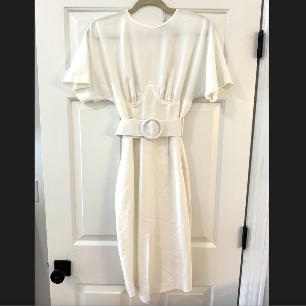ASOS - White Retro Midi Belted Dress - Size 4 - with tags